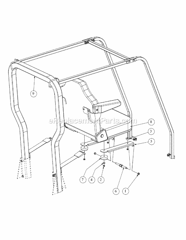 Seat Assembly Diagram and Parts List for M60-KH 53AH5BDX750 Cub Cadet Sprayer